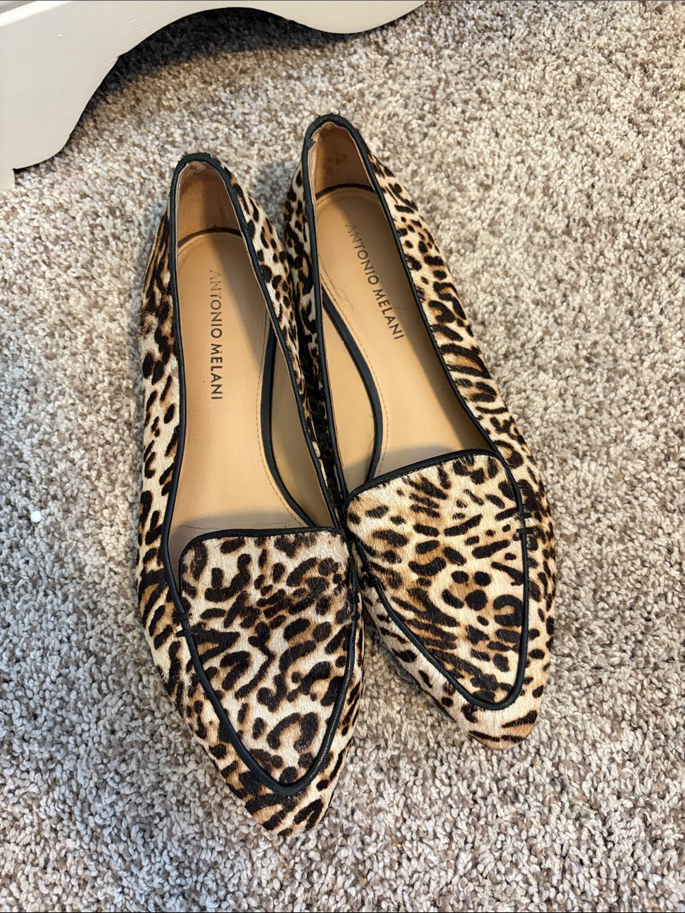 ANTONIO MELANI Leopard Print Pointed Toe Flats